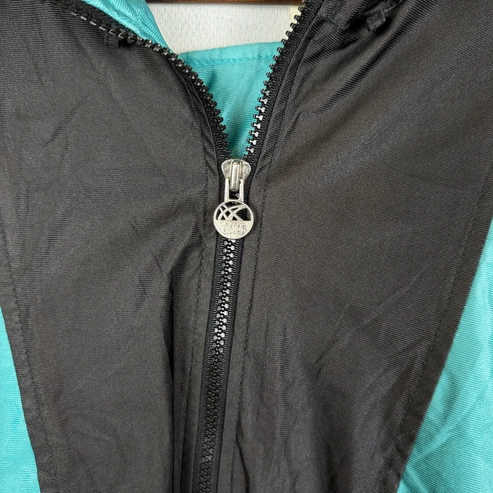 Vintage Asics Gore-Tex Jacket Mens Teal Black Full Zip Windbreaker Shell Large